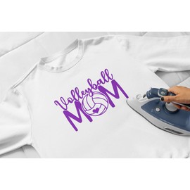 Volleyball Mom Iron On Decal, Pick Size and Color, Tshirt Transfer, Sport Mom Patch, Vinyl Decals, Sports Iron On, Iron-On Almost Anything (Black Glitter)
