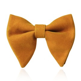 HOULIFE Men's Bow Tie, Adjustable Velvet Bow Tie, Pre-Tied Bow Tie, Plain Bow Ties with Large Butterflies for Groom Wedding Formal with Gift Box, yellow