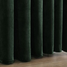 Dchola Dark Green Velvet Curtains for Bedroom Window, Super Soft Vintage Luxury Heavy Drapes, Room Darkening Rod Pocket Curtain for Living Room, W52 by L96 inches, 2 Panels
