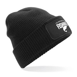 D Design Invent Print! Fishing Hat Beanie Gift for Women Men Rather be Fishing Funny One Size Fits All (Black)