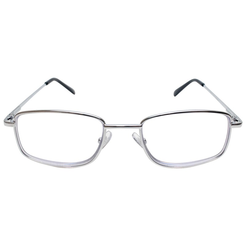 Calabria R754 Rectangular Metal Reading Glasses +2.00 Shiny Silver Men