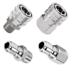 RIDGE WASHER Pressure Washer Quick Connect 3/8 Inch, Stainless Steel Power Washer Adapter Set, Pressure Washer Fittings, Female and Male NPT Thread, 4 Pcs