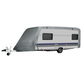vidaXL Caravan Cover Gray S - Durable, Non-Abrasive, 3-Layer Fabric Camper Cover - UV Resistant, Water-Repellant - 14'-17' Length - with Storage Bag and Tie-Down Straps