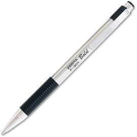 Zebra Pen F-301 Bold Ballpoint Pen - Bold Pen Point Type - 1.6 mm Pen Point Size - Black Ink - Stainless Steel Barrel - 1 Each