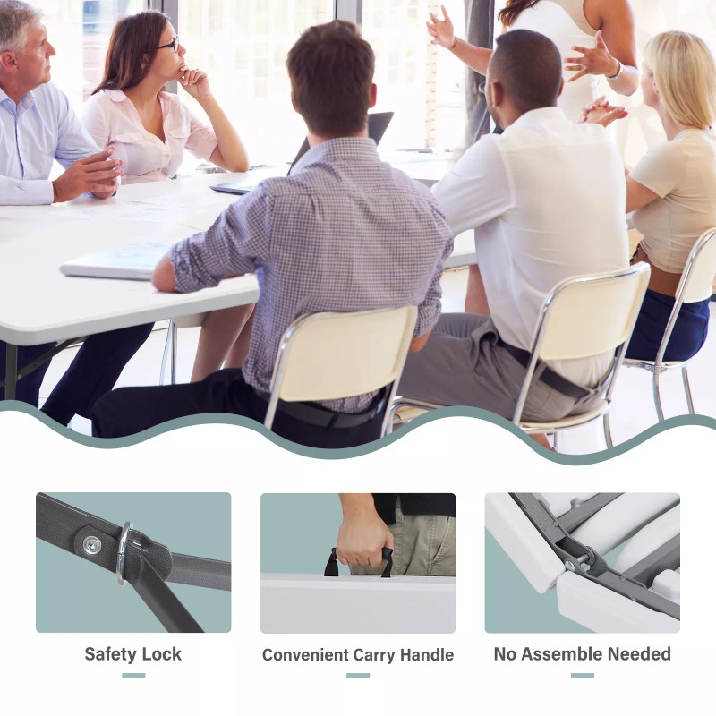 Segawe 2PCS Folable Table 8FT Dining Table w/Handle Lock Picnic