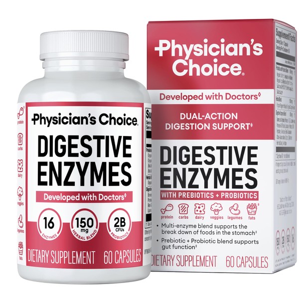Physician's CHOICE Digestive Enzymes - Multi Enzymes, Organic Prebiotics &