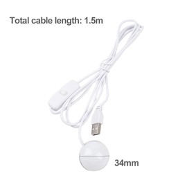 Mini USB Magnet Lampe, LED Nachtlicht Mit Schalter, 5V, 1W, Kleine Runde Leuchte Mit 1,5M Langem Kabel Für Computer, Vitrinen, Schränke, Notebook, USB-Schnittstelle, 1.5 Meter, 34mm (Warmweiß)