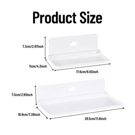 Wall Shelf No Drilling, Foldable Wall Shelf, Drill-Free (Pack of 2), Acrylic Floating Shelf for Bathroom/Living Room/Bedroom/Kitchen/Office with Expandable Wall Area (White)