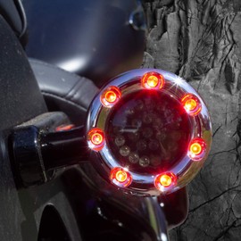 Eagle Lights 2? Bullet Rear LED Turn Signals w/Running and Brake Lights LED Ring Covers for Harley Davidson - (2) Rear Turn Signals