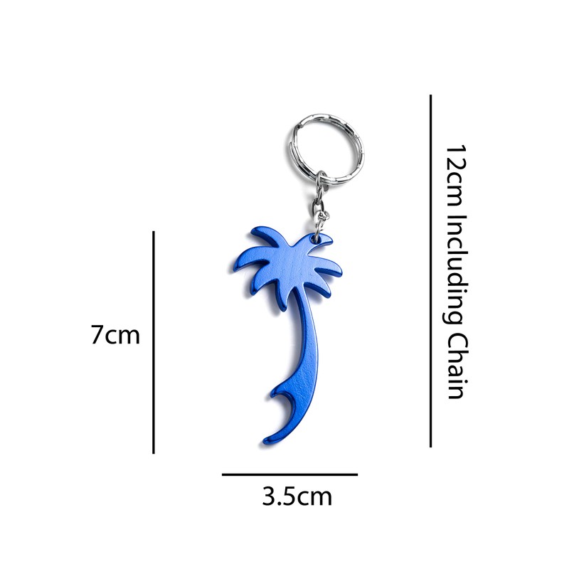 Komonee Palm Tree Blue Keychain Bottle Opener Key Chain Metal