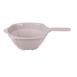 Urban Living Deep Plastic Colander Food Strainer With Handle Feet Plastic Colander Basket Food Pasta Spaghetti Rice Salad Fruit Vegetable Strainer Cooking Kitchen (Taupe)