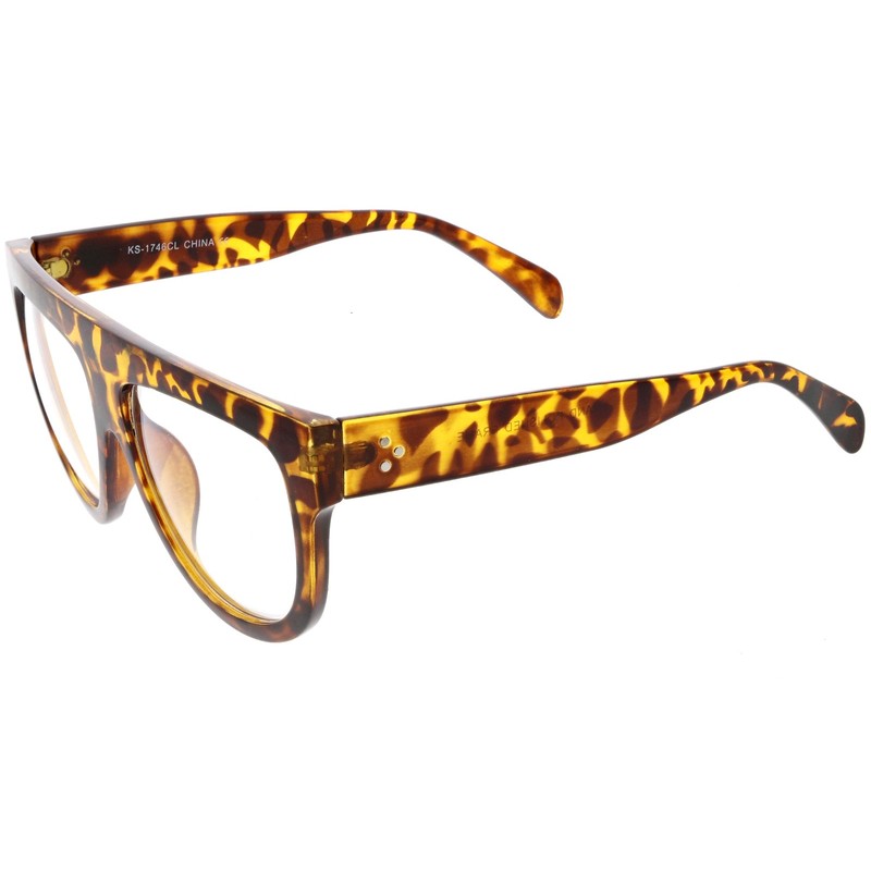 zeroUV - Oversize Flat Top Horn Rimmed Wide Arms Clear