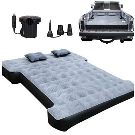 sanheshun Car Air Mattress, Camping Pickup Truck Air Mattress, Pickup Truck Air Mattress with Electric Pump and Two Pillows - Flocking and PVC, Pickup Truck Sleeper Bed for Home, Outdoor and Travel
