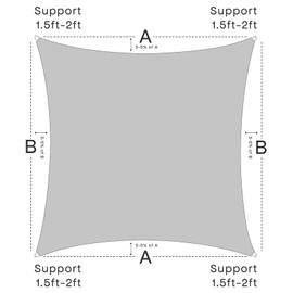 Vexoria Sun Shade Sail Canopy, 20' x 20' Rectangle 95% UV Block Shade Cover for Outdoor, Backyard Patio, Lawn, Garden, Sandbox Carpor Light Gray