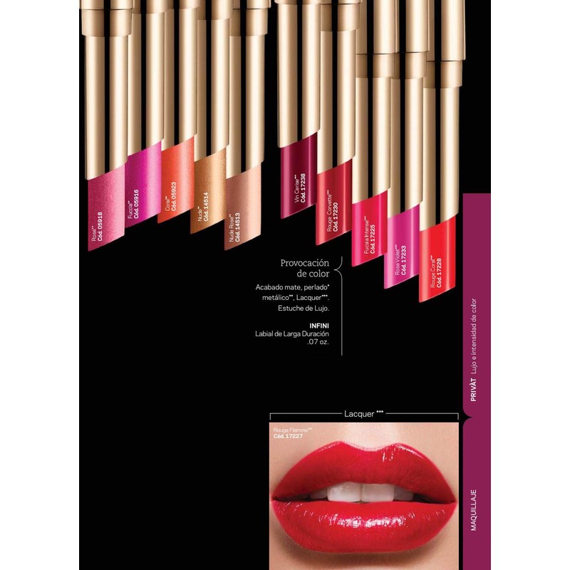 L'Bel Infini Long-lasting Lipstick, Intense Color, Long-lasting, Color: Acajou