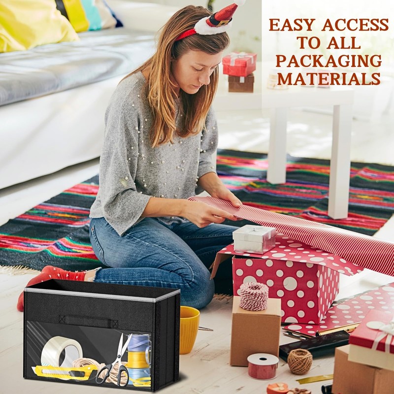 Black Over Door Wrapping Paper Organizer Storage with 3 Removable