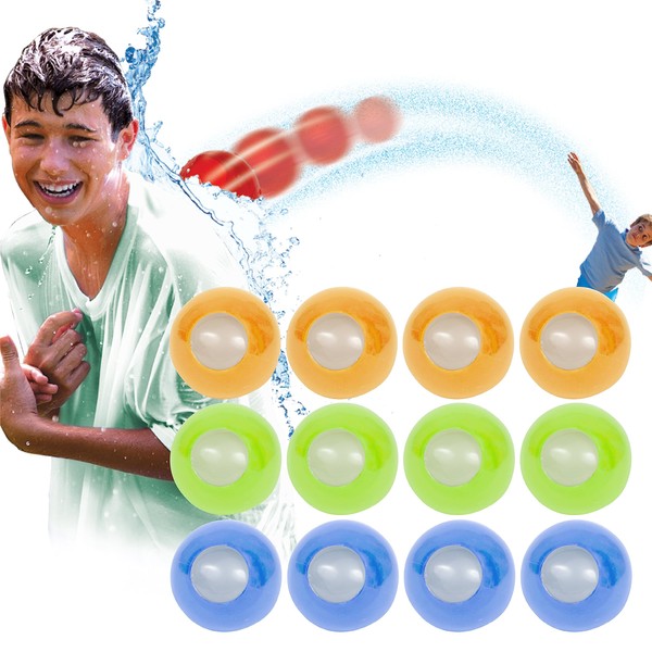 Prime Time Toys Hurricane Reusable Water Balls – 12-Pack Reusable Water Balloons for Kids Age 5+ – Silicone Water Balloons with Self Sealing Quick Fill, Refillable Water Balloons, Reuse Water Balloons