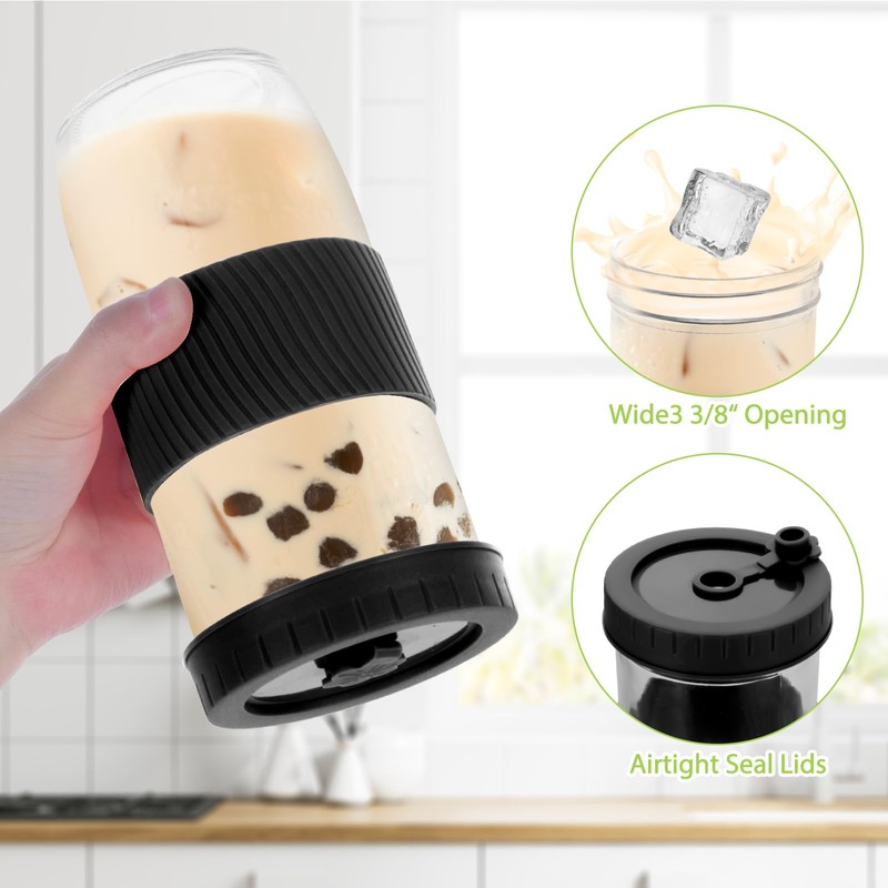 Esilihom Bubble Tea Cup, 2 Pack Reusable Bubble Tea Cup