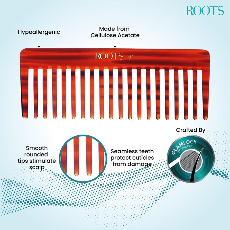 Roots - Brown Comb For Hair - Wide Teeth Comb