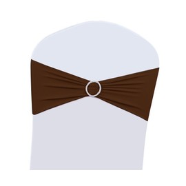100PCS Wedding Chair Decorations Stretch Chair Bows and Sashes for Party Ceremony Reception Banquet Spandex Chair Covers slipcovers (100, Coffee)