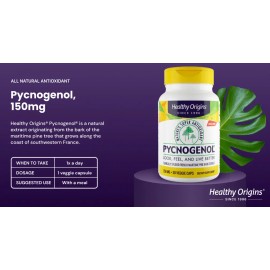 Healthy Origins Pycnogenol - 150 Mg - 30 Vegetarian Capsules Procedente De Francia, El Pycnogenol Es Un Extracto De Corteza De Pino Que Apoya El...   