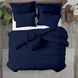 Kotton Culture 3 Pc Twin Size Duvet Cover Set- 100% Egyptian Cotton Sateen 600 Thread Count Ultra Soft Premium Durable Comforter Cover Zipper Closure & Corner Ties (Navy Blue, Twin/Twin XL 68" X 90")