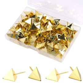 100 Pcs Gold Push Pins, Gold Thumb Tacks Decorative Push Pins for Cork Board Triangle-Shaped Push Pins with Steel Point for Bulletin Board Map Craft Office Supplies