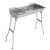 Portable Barbecue Grill, Stainless Steel, Foldable Legs - Perfect for Outdoor Camping, Picnics, and Backyard BBQs