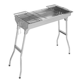 Portable Barbecue Grill, Stainless Steel, Foldable Legs - Perfect for Outdoor Camping, Picnics, and Backyard BBQs