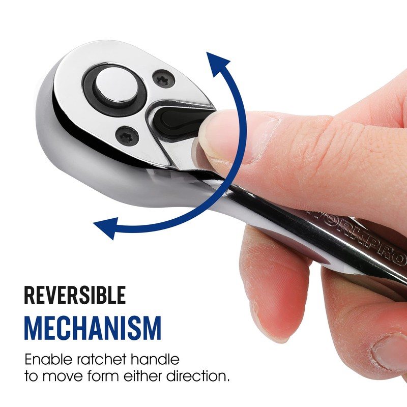 WORKPRO 3/8-Inch Drive Ratchet Wrench, 72-Tooth Reversible Ratchet, Quick-Release 3/8