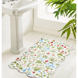 Lansatte Cute Floral Bathroom Rugs Non Slip, Ultra Thin Boho Chic Small Entryway Rugs Indoor Doormat Washable, Colorful Flowers Botanical 2x3 Throw Area Rugs for Bathroom Kitchen Entryway Living Room