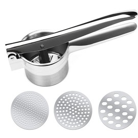 AIMALL Stainless Steel Potato Masher Fruit Press Potato Ricer, Easy Clean Garlic Press Fruit Vegetable Press Juicer Crusher Squeezer Portable Press Mashed Kitchen Cooking Tools