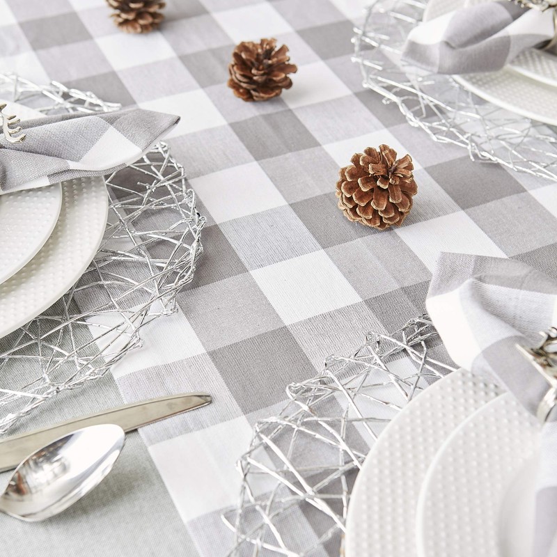 DII CAMZ11457 Gray & White Buffalo Check Woven Table Runner,