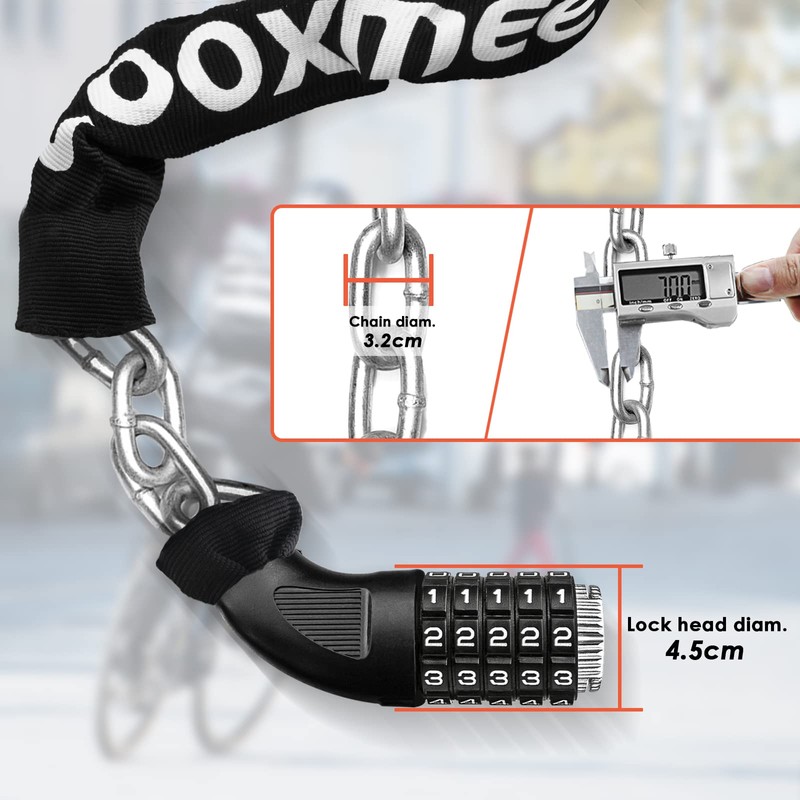 Looxmeer Bike Lock, Heavy Duty Bicycle Lock, 90cm High Security