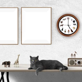 SAFE Children's Wall Clock Animal Voices Learning Clock Children's Wall Clock Farm Clock with 12 Animals from the Country