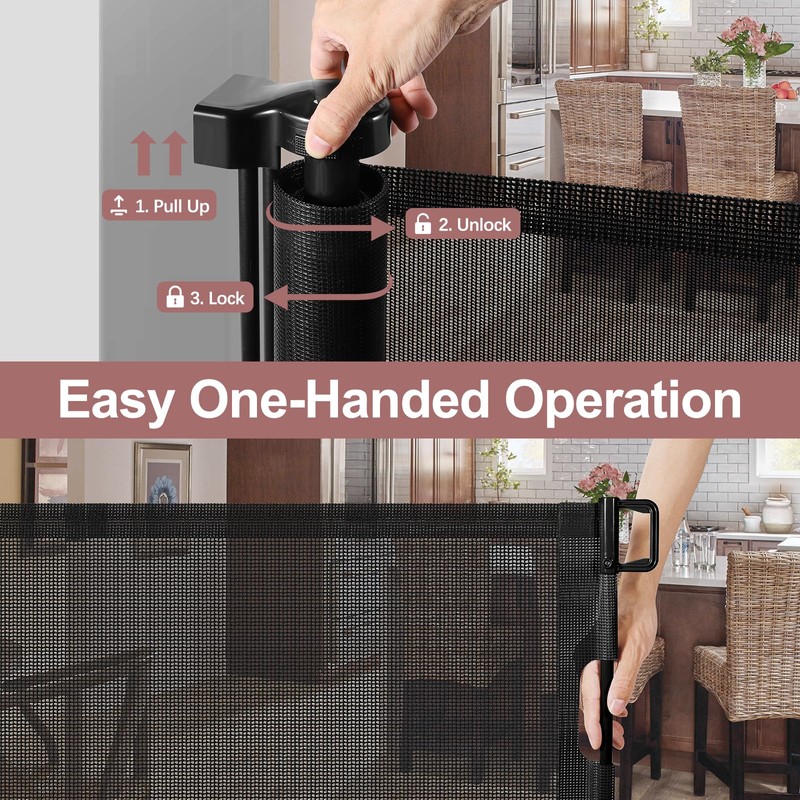 85" Wide Retractable Baby Gate for Stairs, Long Dog Gate,