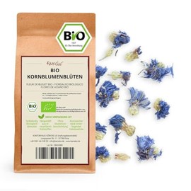 Kamelur 250 g Organic Cornflower Blossoms Dried & Whole - Organic Cornflowers without Additives - Dried Edible Flowers Blue for Organic Tea in Biodegradable Packaging