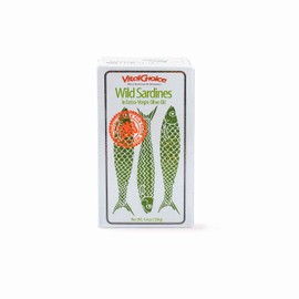 Vital Choice Wild Sardines in Organic Extra Virgin Olive Oil, 4.4-Oz Tins (Pack of 6)