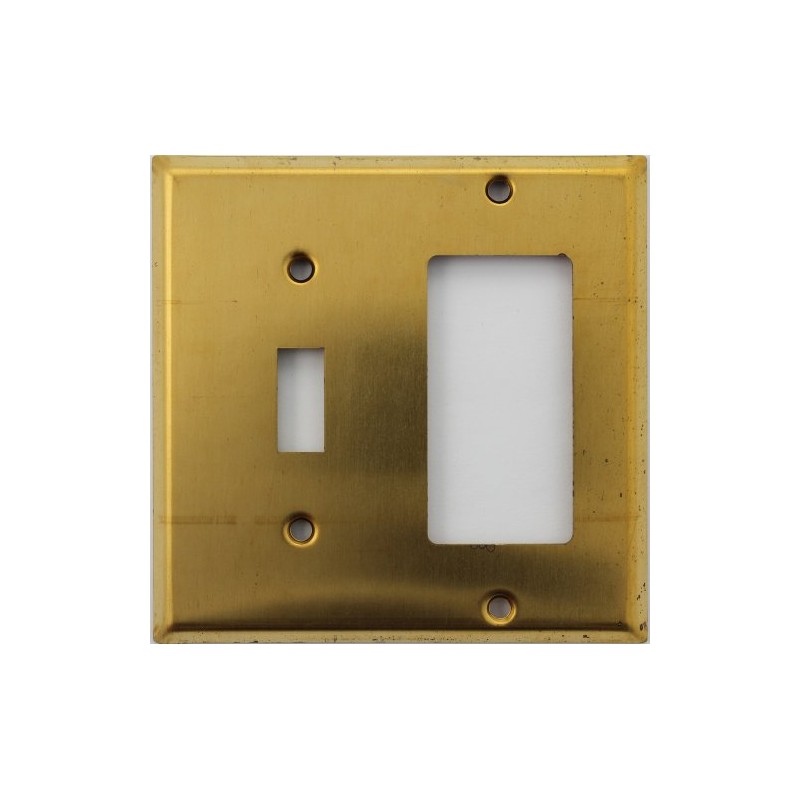 Raw Unfinished Brass 2 Gang Wall Plate - 1 Toggle