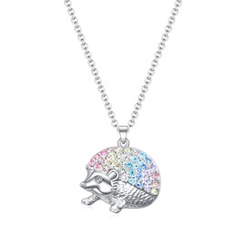 luomart Rainbow Animal Hedgehog Necklace Gifts for Girls,Dainty Hedgehogs Pendant Jewelry for Women Boys Teen Girls Hedgehog Lovers (Girls Rainbow Hedgehog)