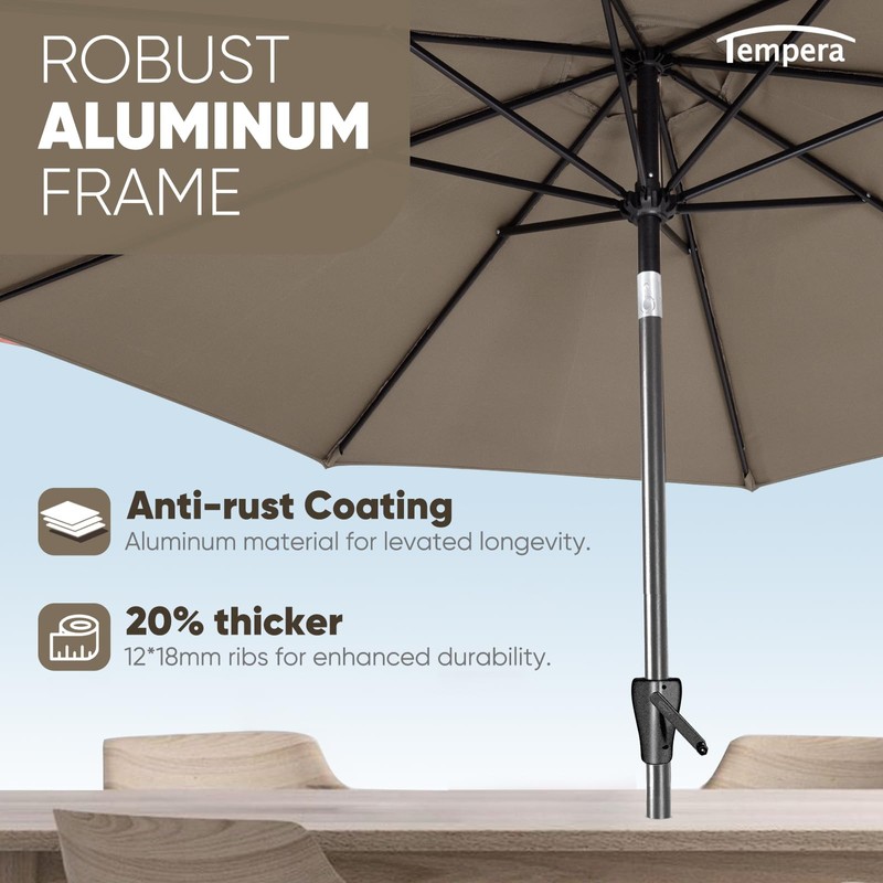 Tempera 9ft Patio Market Outdoor Table Umbrella with Push Button