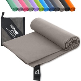 HiiPeak Microfibre Towel Compact Camping Beach Towel - Quick Dry Lightweight Absorbent Sports Gym Towel Swimming Hiking Drying Towel for Men,Women (Light Grey-1pack, 200cm x 100cm)