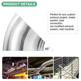 M METERXITY 2-Pack OD 4 Inch 45 Degree Mandrel Bend Elbow, Thicken 1.5 mm 304 Stainless Steel Exhaust Elbow Pipe for Car Modified Exhaust System, Stair Handrail Bend, Height 106 mm