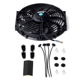Gooeap 12 Inch Slim Fan Push Pull Electric Radiator Cooling Fan 12V Mount Kit Black Universal(12'')