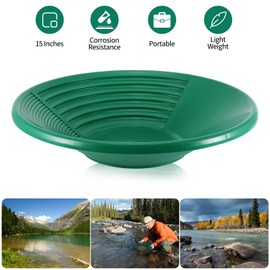 Gold Pan for Gold Washing, 38.5 x 8.5 cm Plastic Gold Pan Basin Nugget Mining Excavators Grinding Seven Swivel Gold Tub Basin (Green)