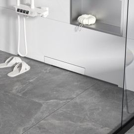 Bernkot Linear Wall Drain 30’’, 304 Stainless Steel Side Drain w/Tiled Grate & Hair Strainer, Brushed Tiled Shower Drain for Bathroom, CUPC Certified