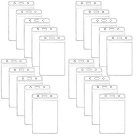 UKKQES 20Pcs Extra Thick ID Card Name Badge Holder Heavy Duty Waterproof Clear Plastic PVC Vertical Sleeve Pocket Resealable