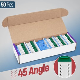 Everest 45° Angled RJ45 Cat5e Keystone Jacks 50-Pack in Green - Slim Profile Female RJ45 Connectors - Cat 5e Keystone Jack - Compatible with 45° Angled Speed Termination Tool - 45Term (B0BL3GS7ZY)