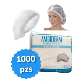Ambiderm Cofia Plisada Blanca Ambiderm Desechable C/1000 Pzs