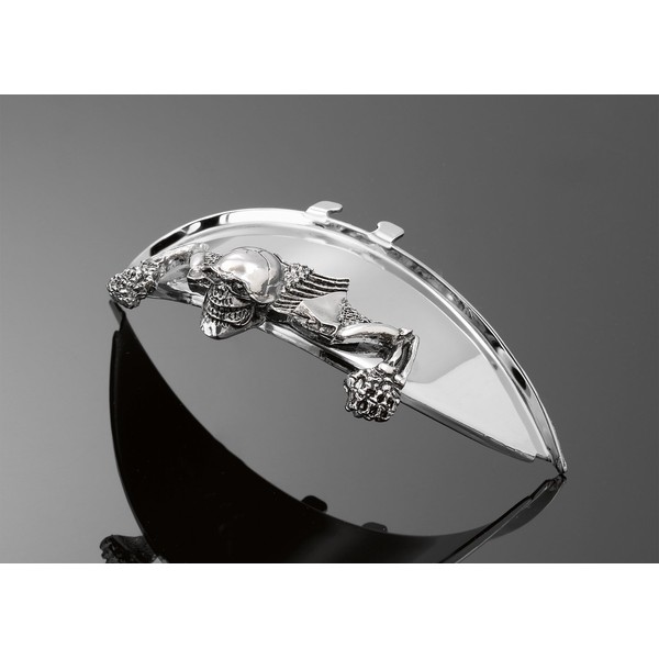 Highway Hawk Crouching Skeleton/Skull Chrome Statue for Motorcycle Headlight Visors/Fenders